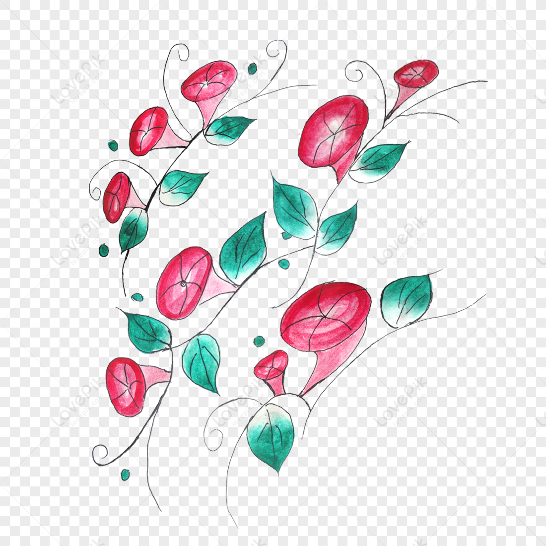 Lovely Drawn Flowers PNG Image And Clipart Image For Free Download ...