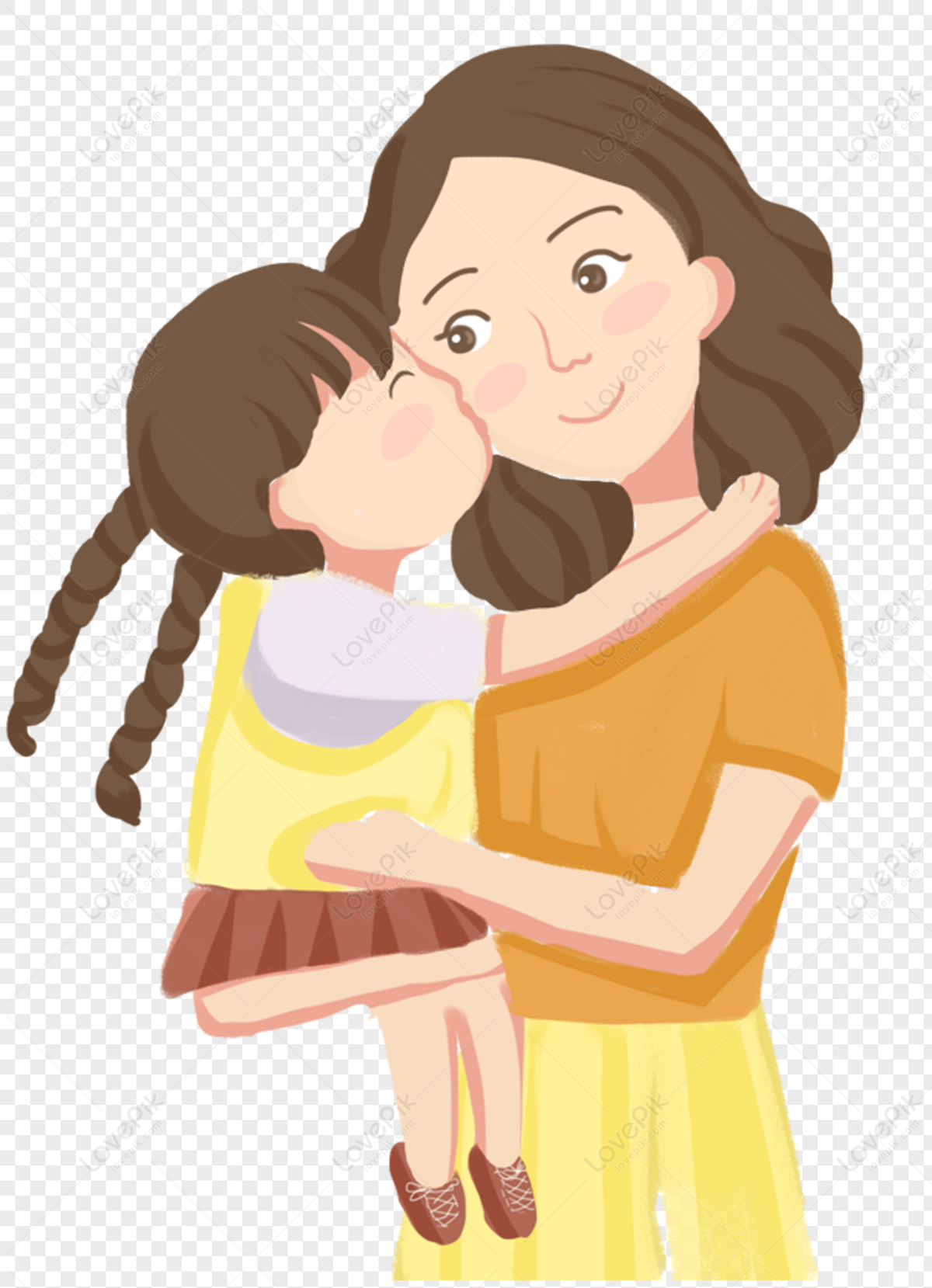 母親節抱着女兒的媽媽PNG圖案素材免費下載，圖片尺寸1231 × 1702px - Lovepik