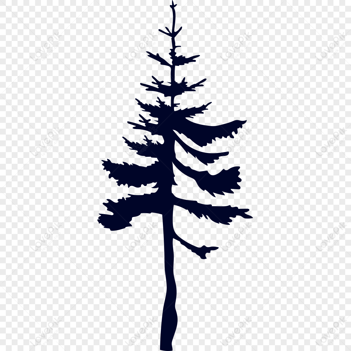 Pine tree silhouette, tree, material, pine tree silhouette png picture