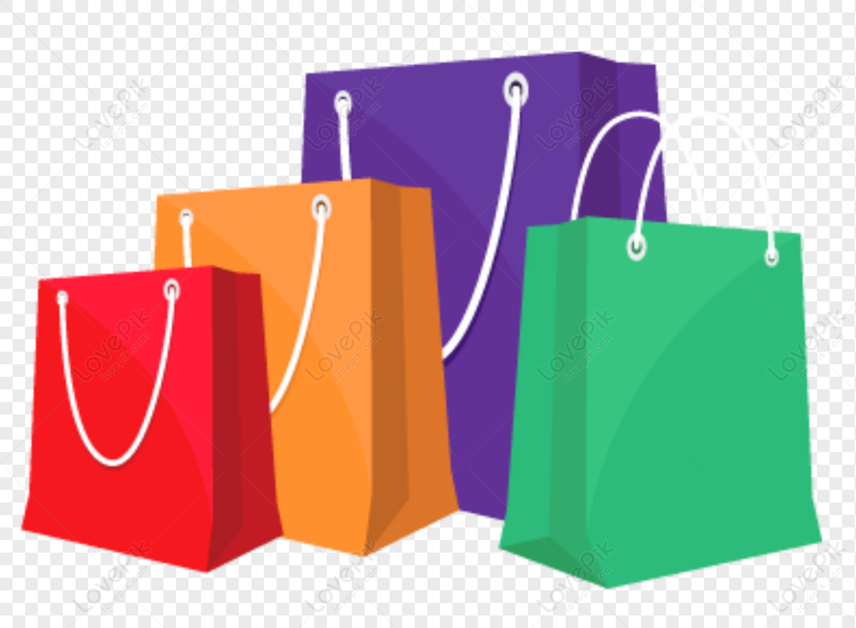 Cartoon Shopping Bag White Transparent, Cartoon Shopping Bags In Three  Colors, Shopping Bag, Element, Packing PNG Image For Free Download