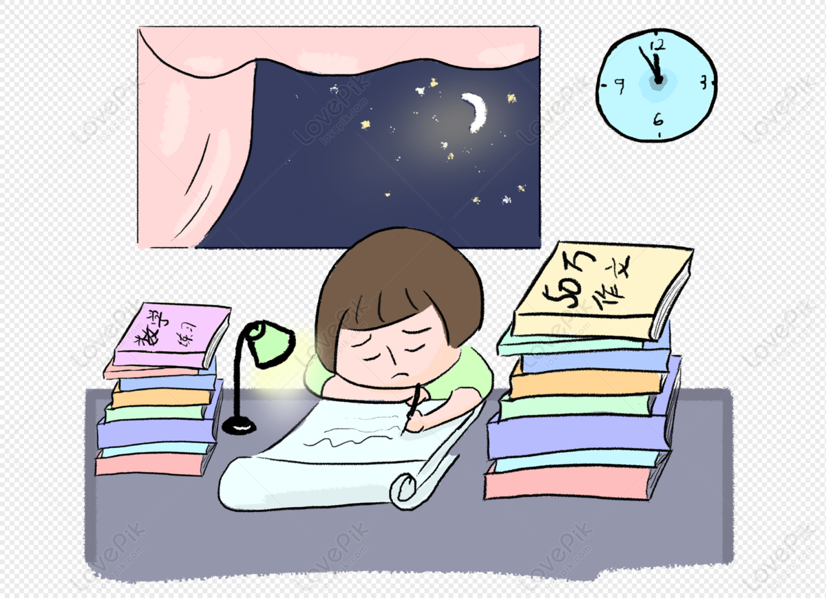 Stay up late and write homework, student, material, and homework png transparent image