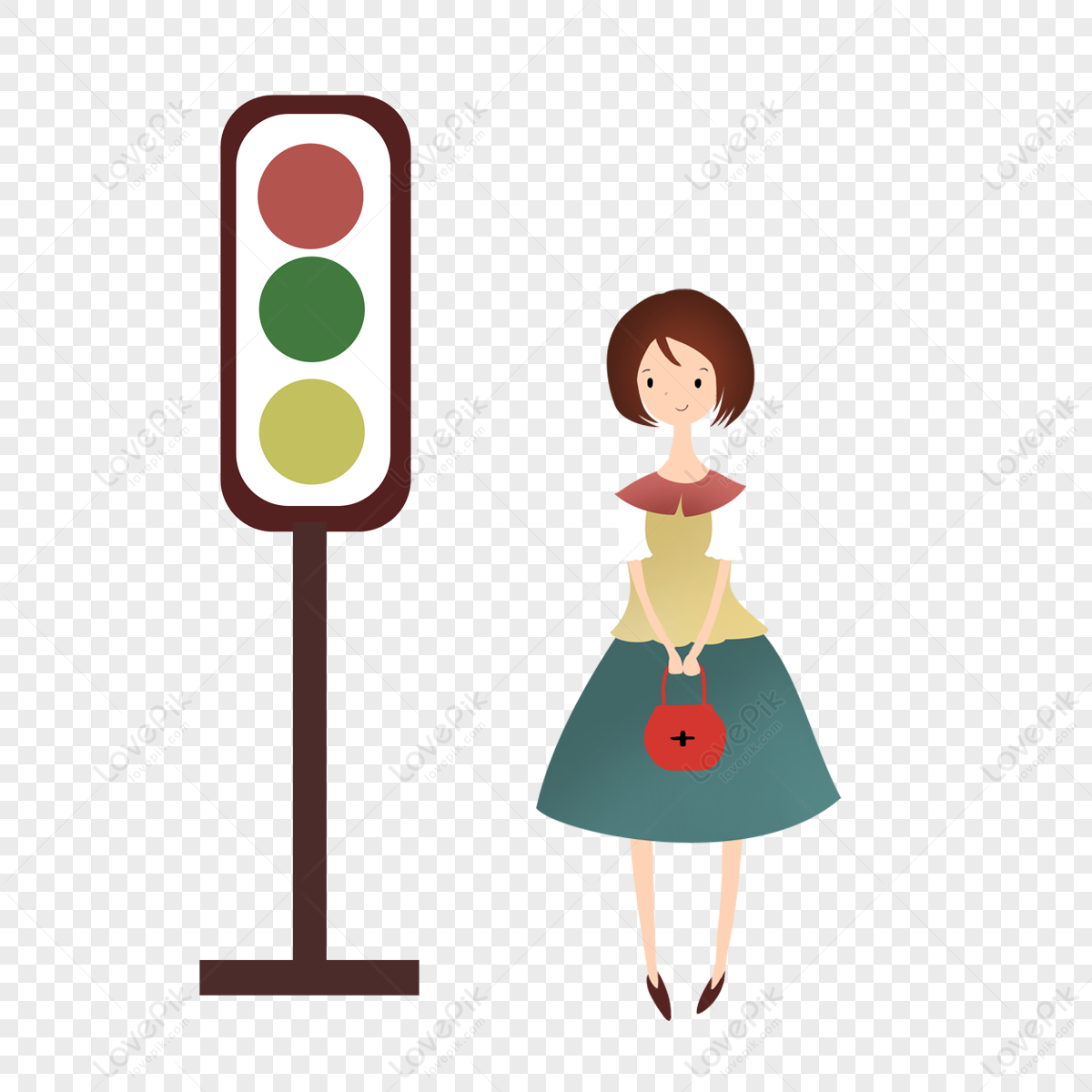The Girl Waiting For Green Light PNG Image And Clipart Image For Download - Lovepik |