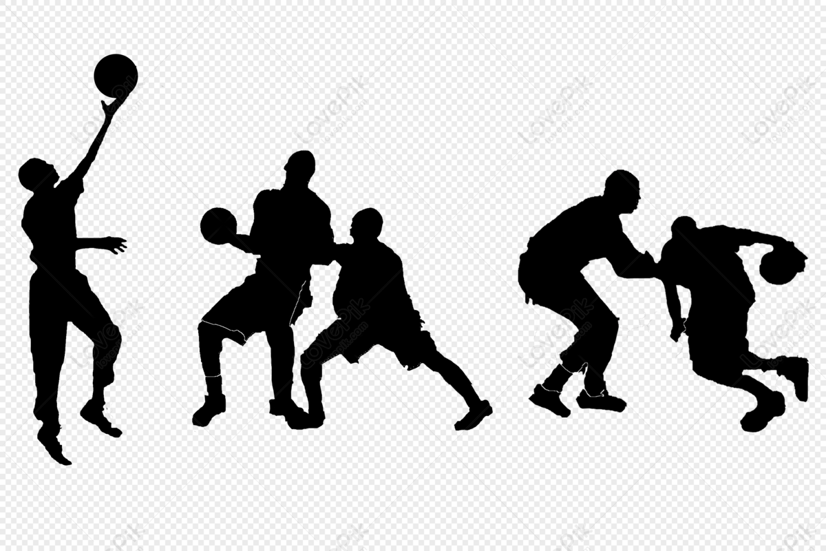 Basketball players' silhouette, basketball, sports team, athletes png image