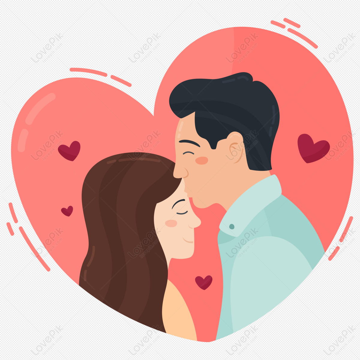 Cartoon Flat Couple Kissing Forehead Element Free PNG And Clipart Image For  Free Download - Lovepik | 400948799