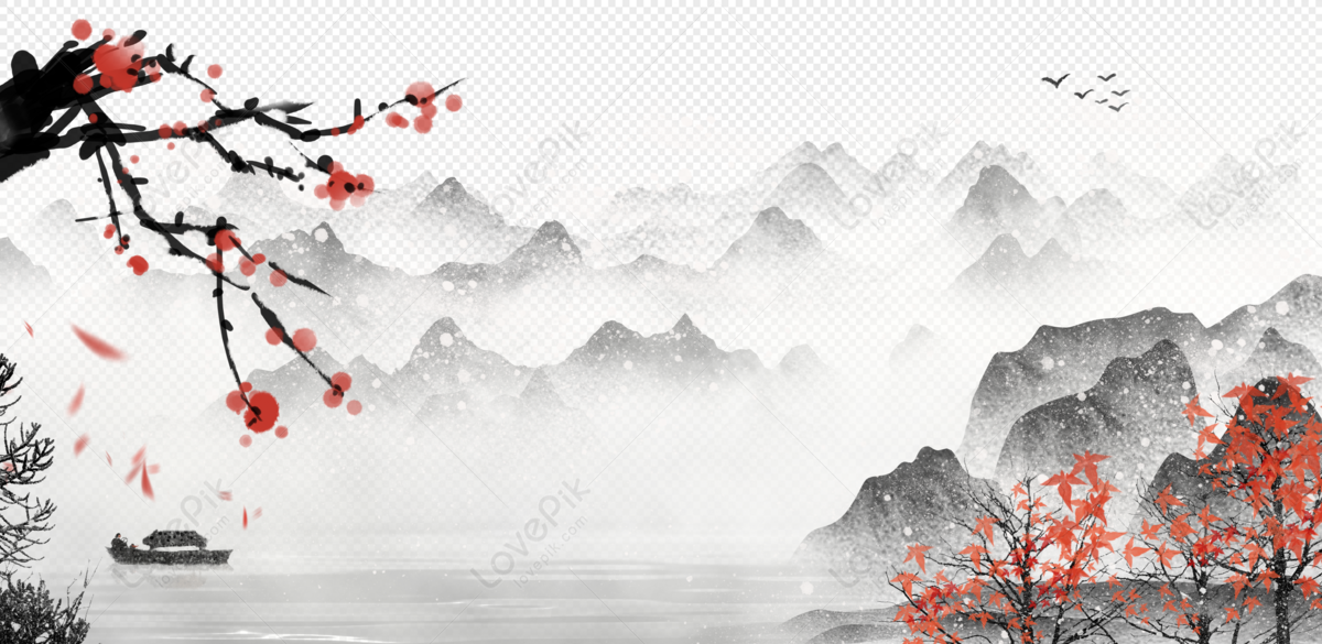 Chinese Mountain Drawing, Zen, Asian Mountain, Ink Marks PNG White ...