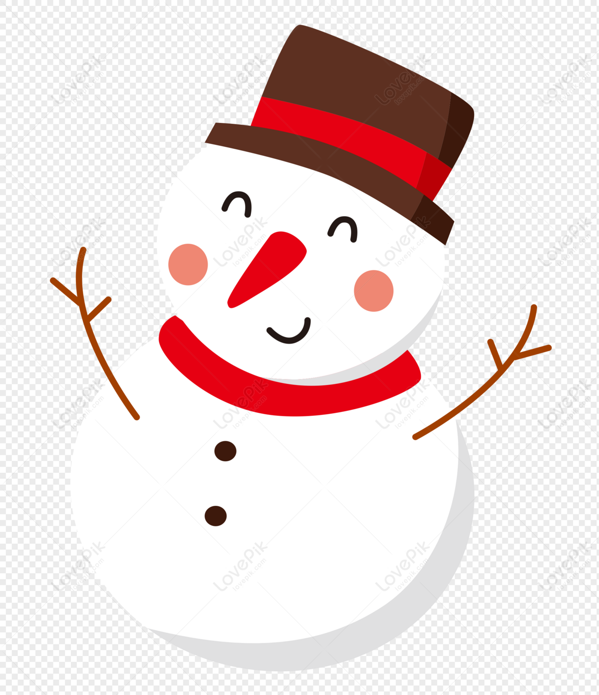 Cute Snowman Cartoon Vector Icon Illustration - Snowman - Sticker