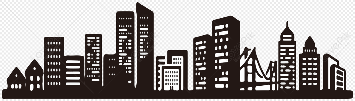 City silhouette, tall building, building, night city png image free download