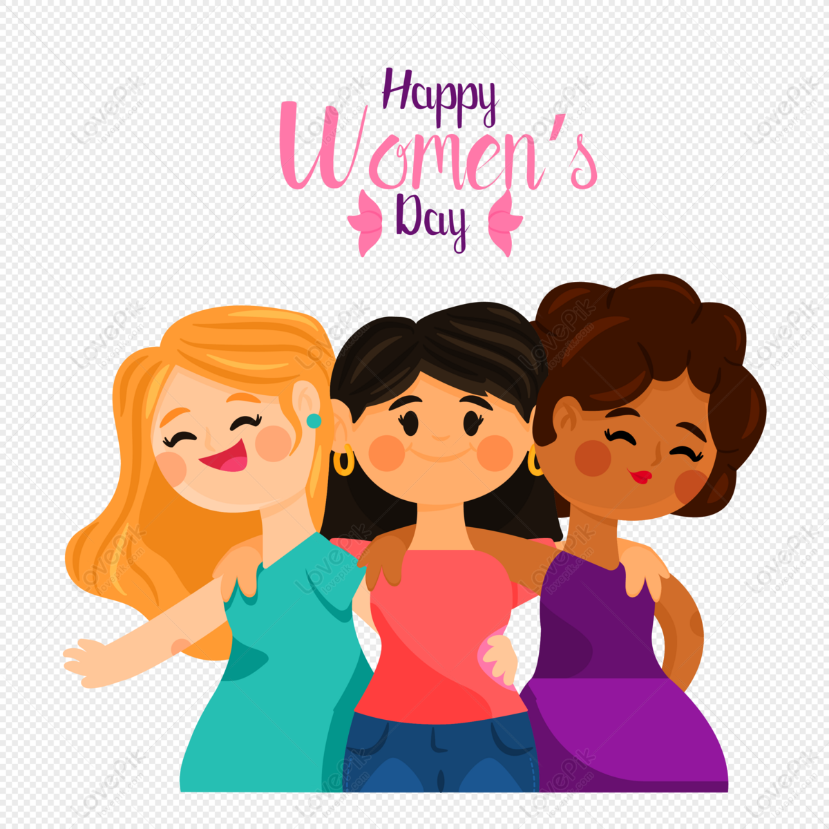Cute Women Embrace Womens Day PNG Picture And Clipart Image For ...
