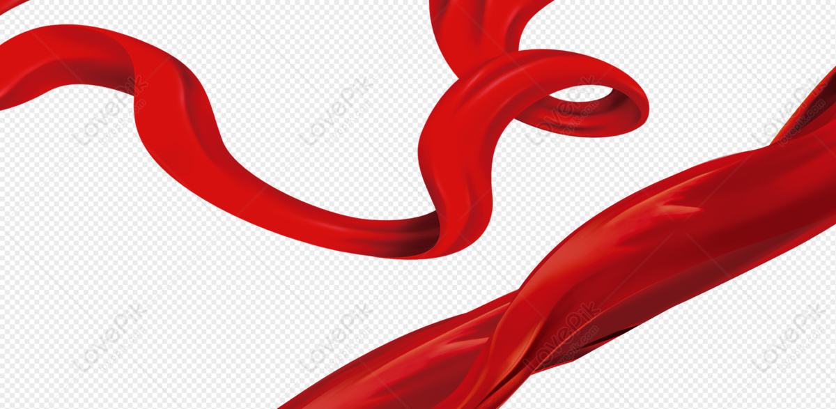 Element festive red silk, joyous, red silk png