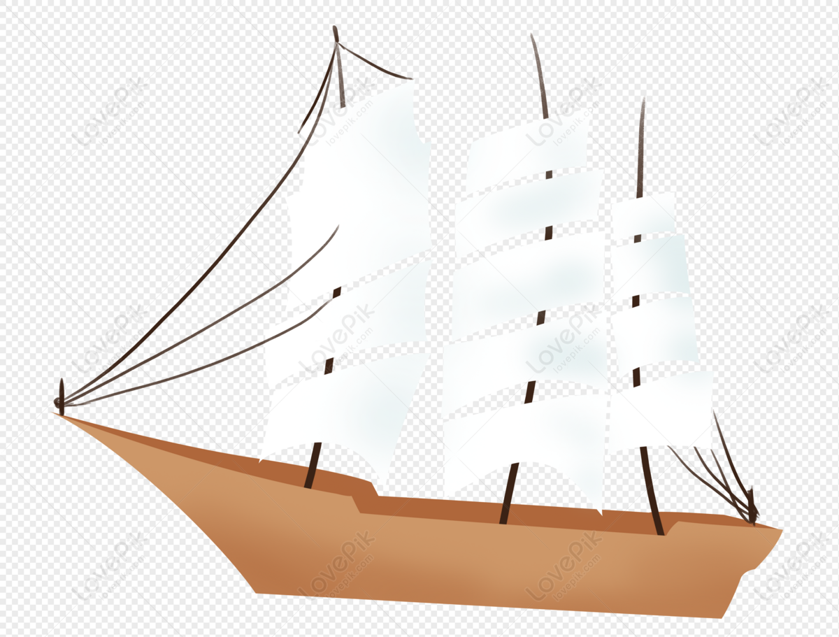 Sailboat, cartoon sailboat, sailboat, wooden boat png transparent background