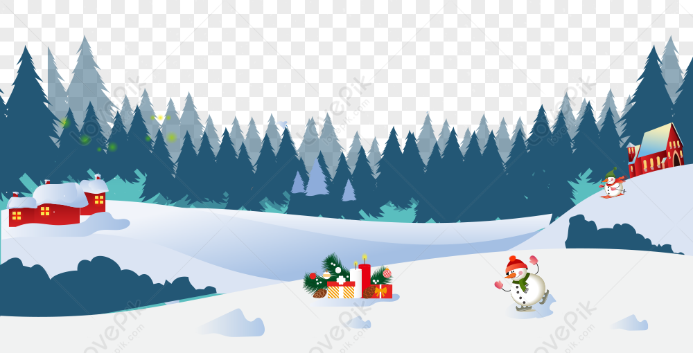 Snow Scene, Snow Scene, Snowman, Pine Tree PNG White Transparent And ...