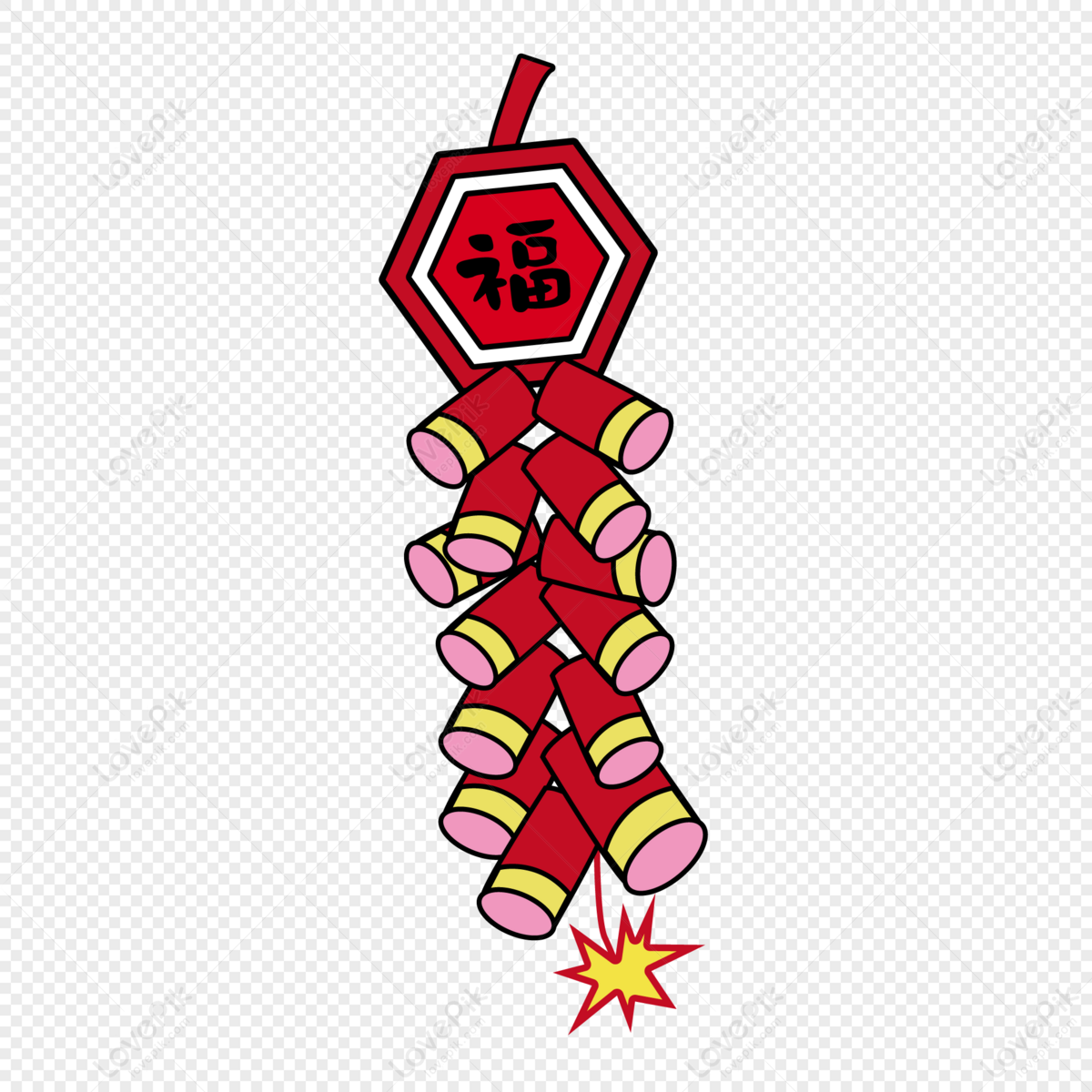 clipart de foguete de fogos de artifício do ano novo chinês. foguete  vermelho simples de fogos