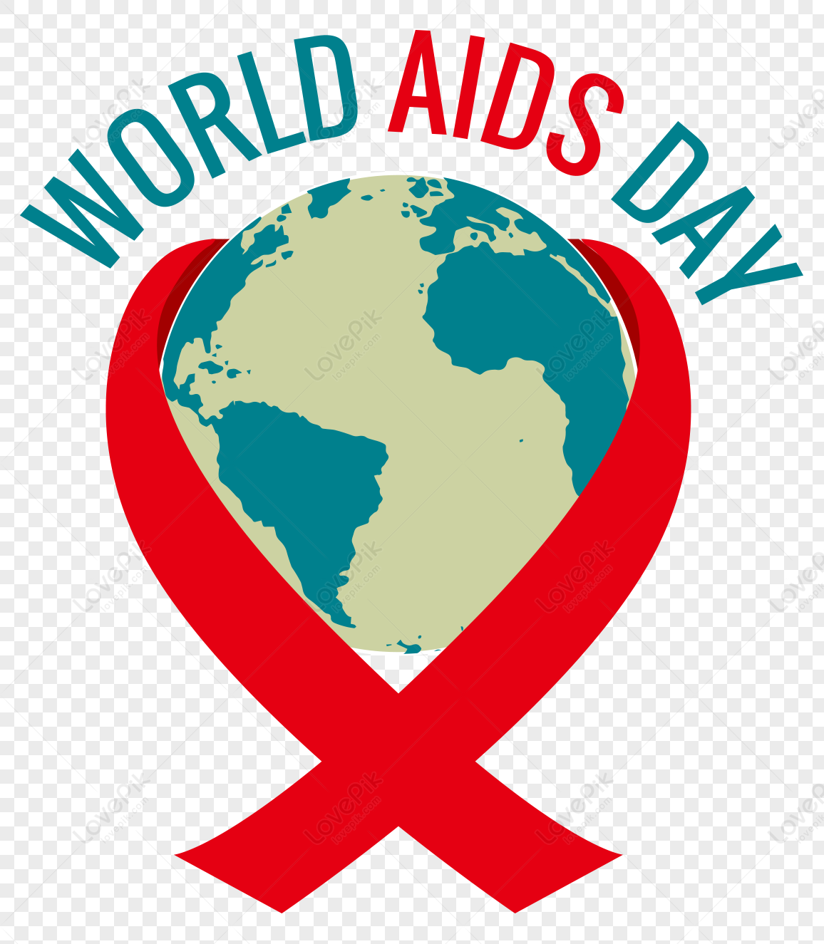 World Aids Day Logo, World Aids Day, Red Ribbon, Earth PNG Image And