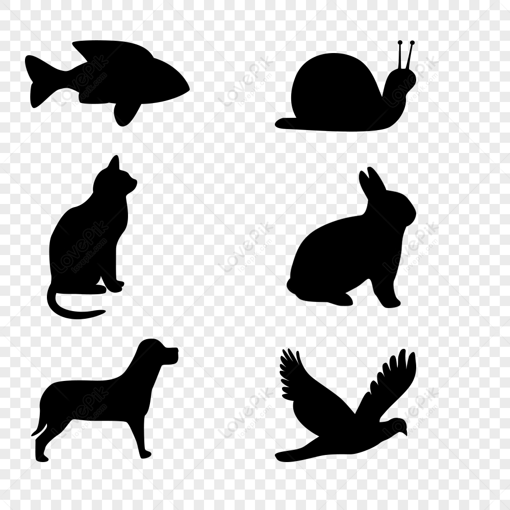 animal silhouette, pigeon, dog, silhouette png image