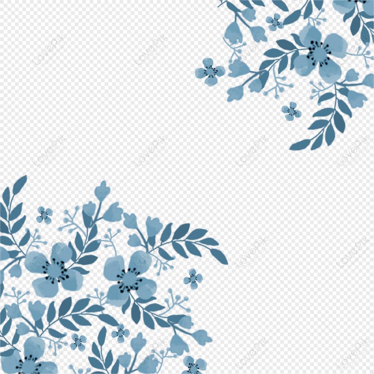 Blue Flowers Border PNG Images With Transparent Background | Free ...