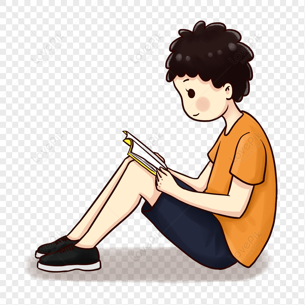 Boy Sitting And Reading A Book PNG Transparent Background And Clipart Image  For Free Download - Lovepik | 401141330