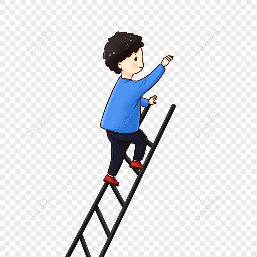 Мальчик поднимается по лестнице. Карабкаться по лестнице. Человек на стремянке. Мальчик на стремянке.