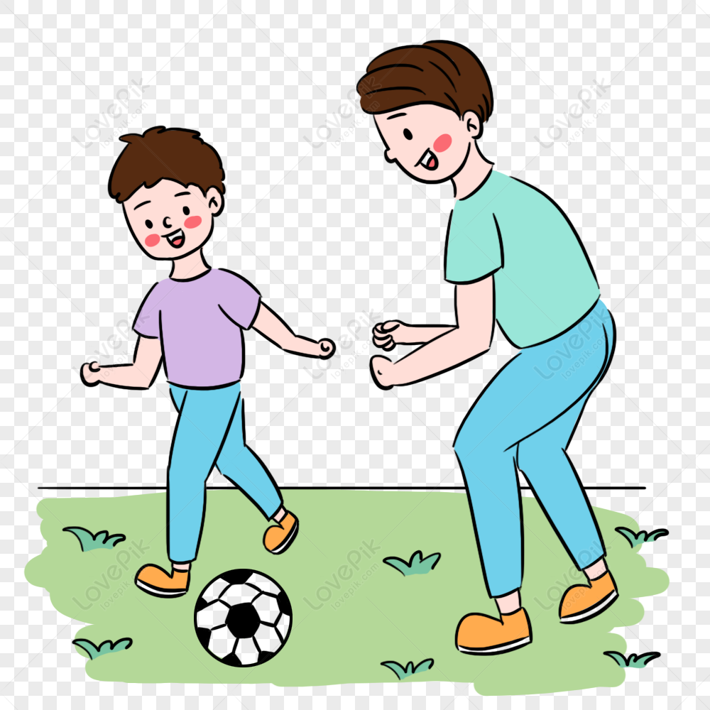 Dibujos Animados Padre E Hijo Jugando Fútbol Escena PNG Imágenes Gratis -  Lovepik