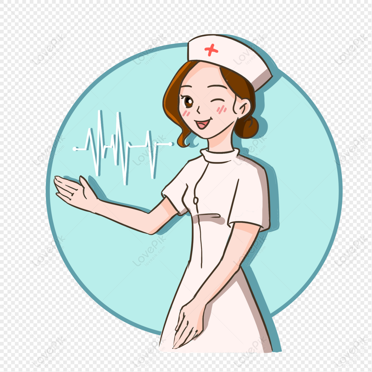 Dibujado A Mano Enfermera Imagen De Dibujos Animados PNG Imágenes Gratis -  Lovepik