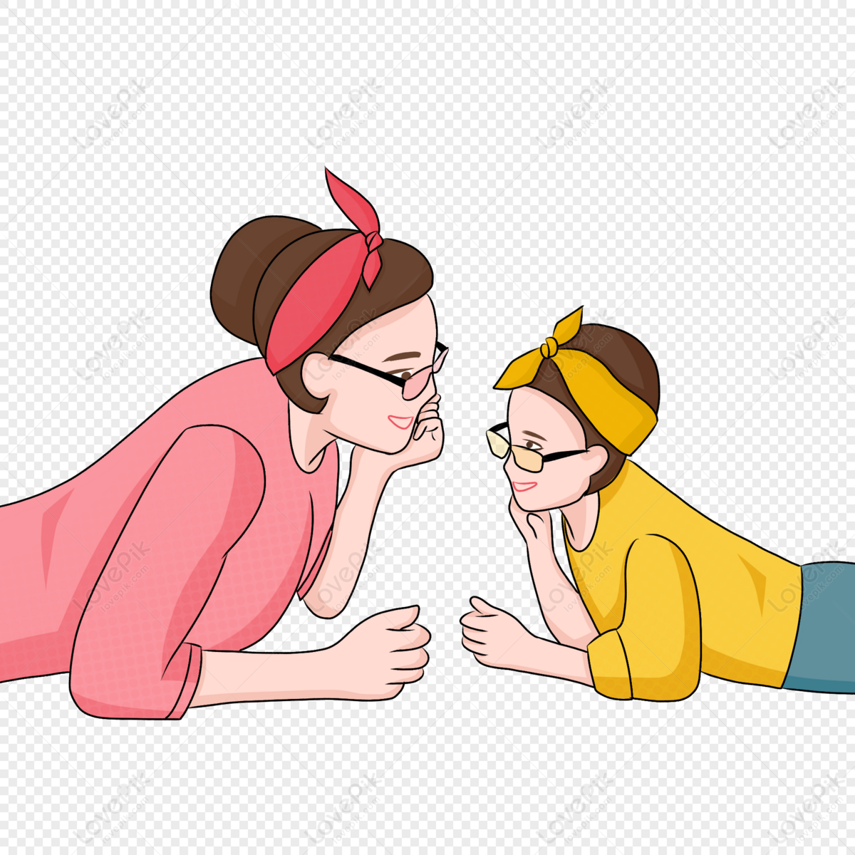 Cartoon Style Mother And Daughter Prone To Talk Characters PNG Hd  Transparent Image And Clipart Image For Free Download - Lovepik | 401021504