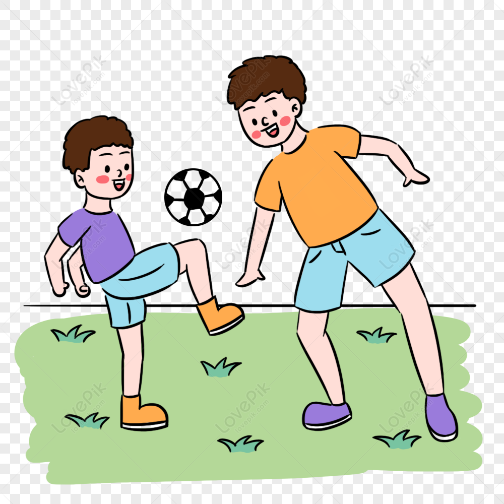 Gambar Ayah Dan Anak Laki-laki Yang Segar Bermain Sepak Bola PNG Unduh