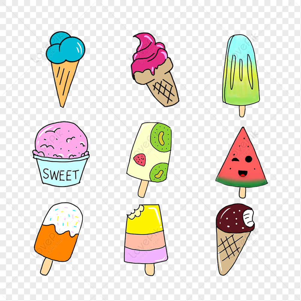 Hand Drawn Cartoon Cute Summer Cool Ice Cream Ice Cream PNG ...