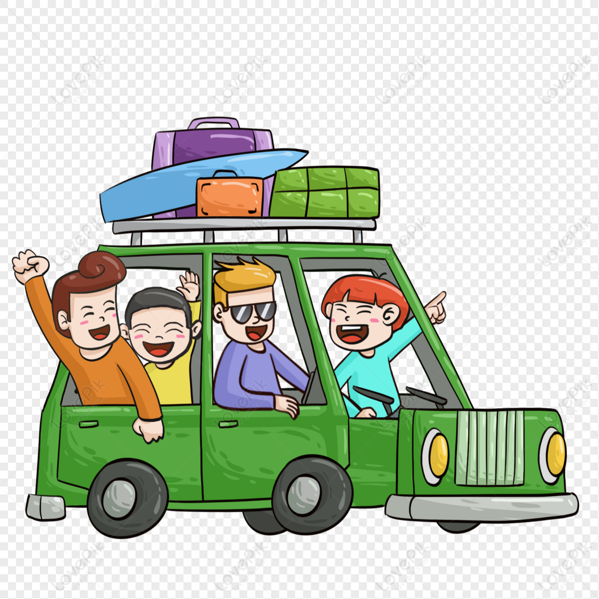 hand painted self driving family trip, self-driving, spring, family png white transparent