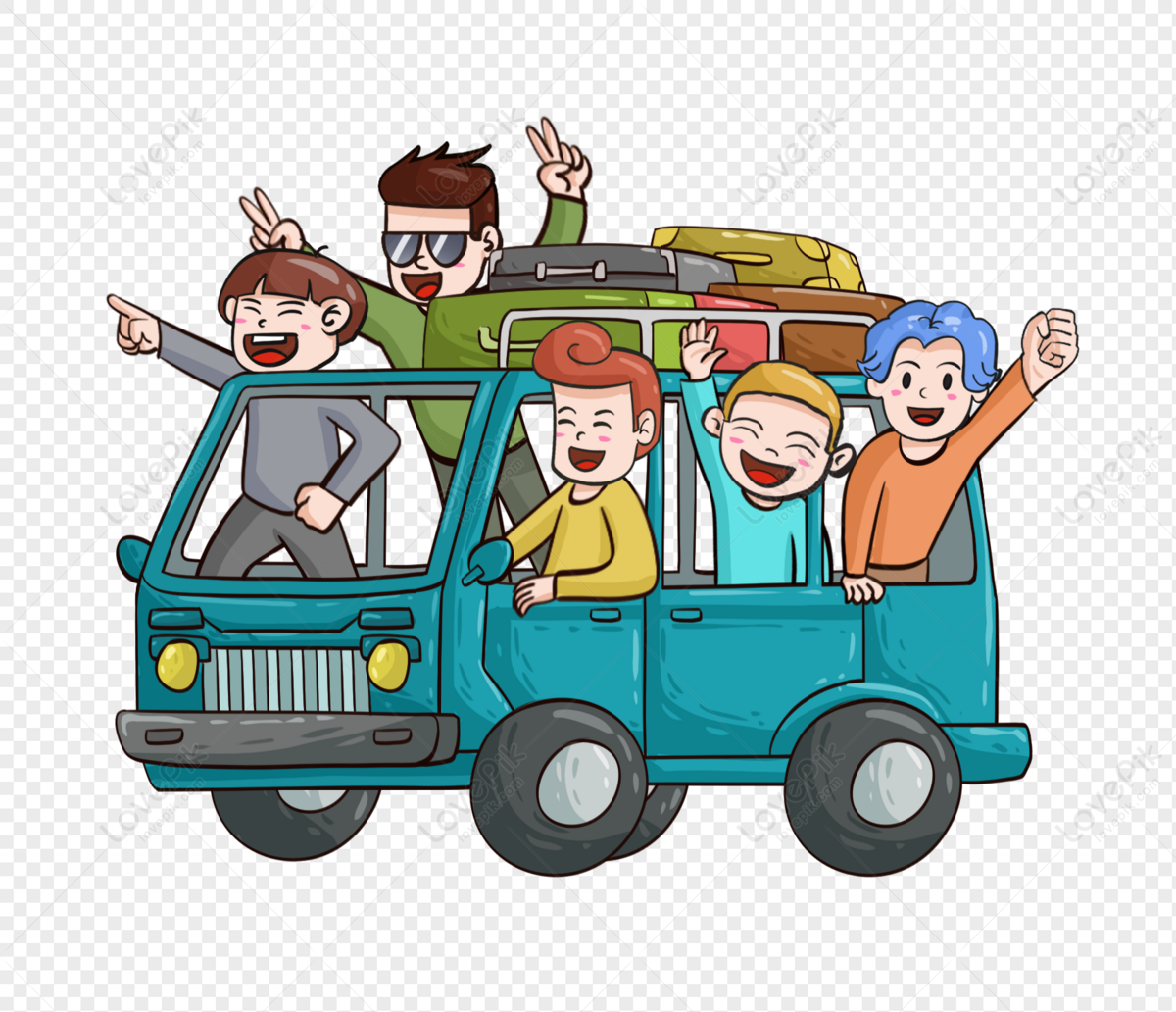 hand painted self driving family trip, self-driving, spring, family png hd transparent image
