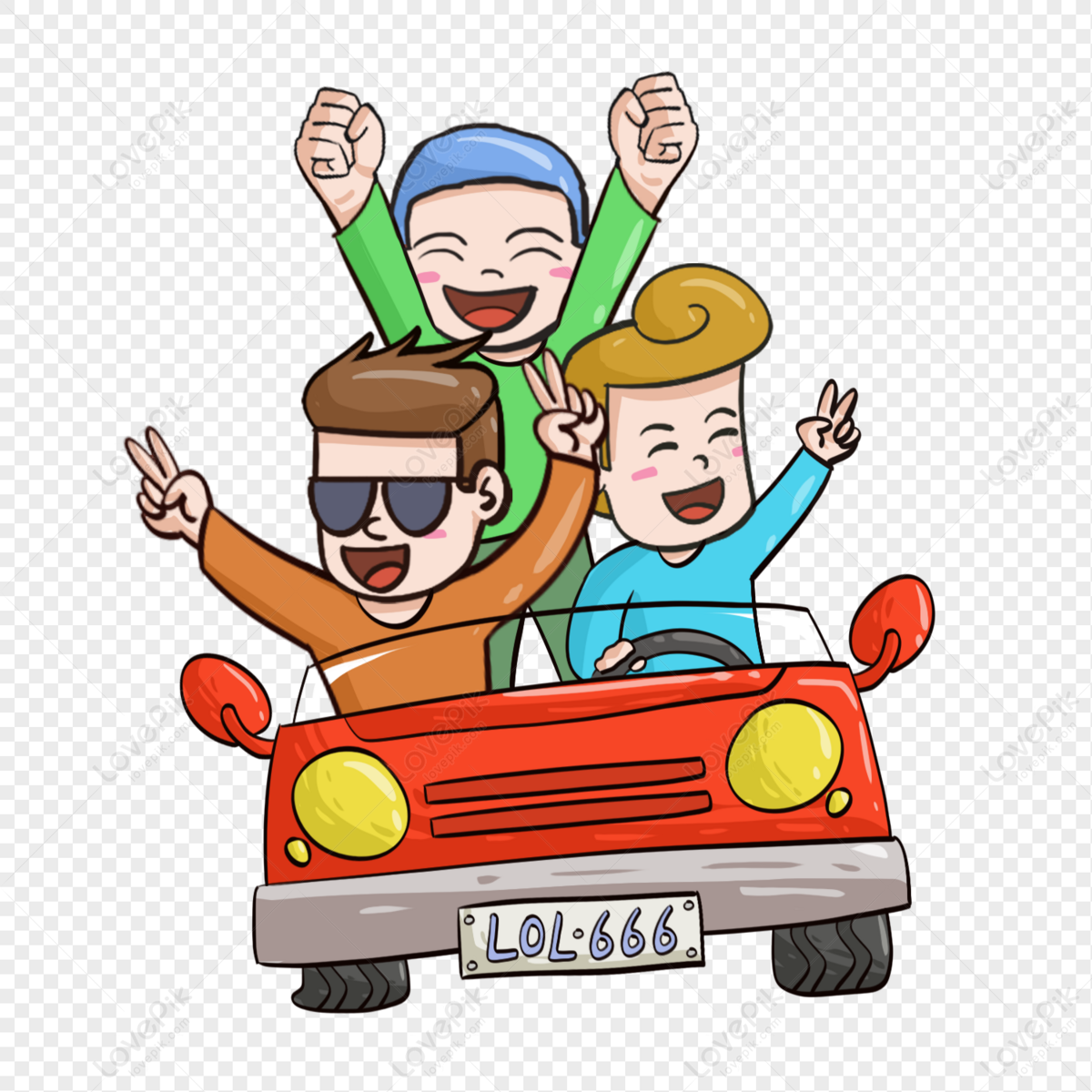 hand painted self driving family trip, self-driving, spring, family png transparent image