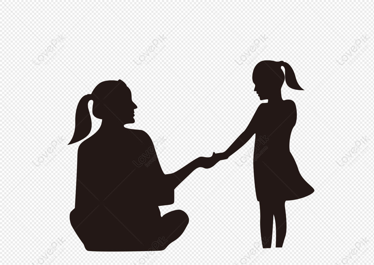 Mother and daughter silhouette, characters, mother silhouette, mother png transparent background