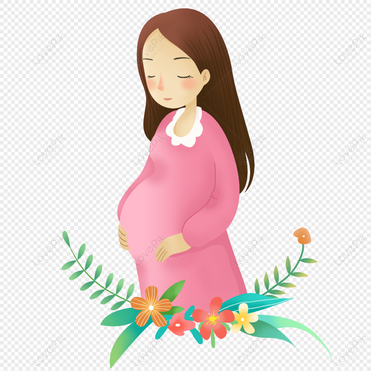 怀孕阶段- 9个月。怀孕的肚子。插画图片素材_ID:395779394-Veer图库
