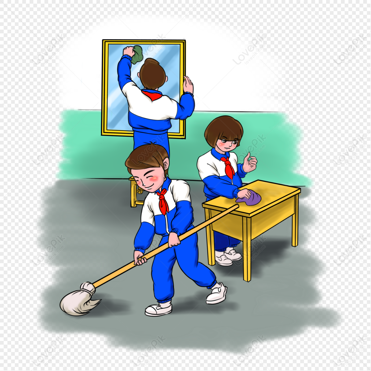 student cleaning clip art