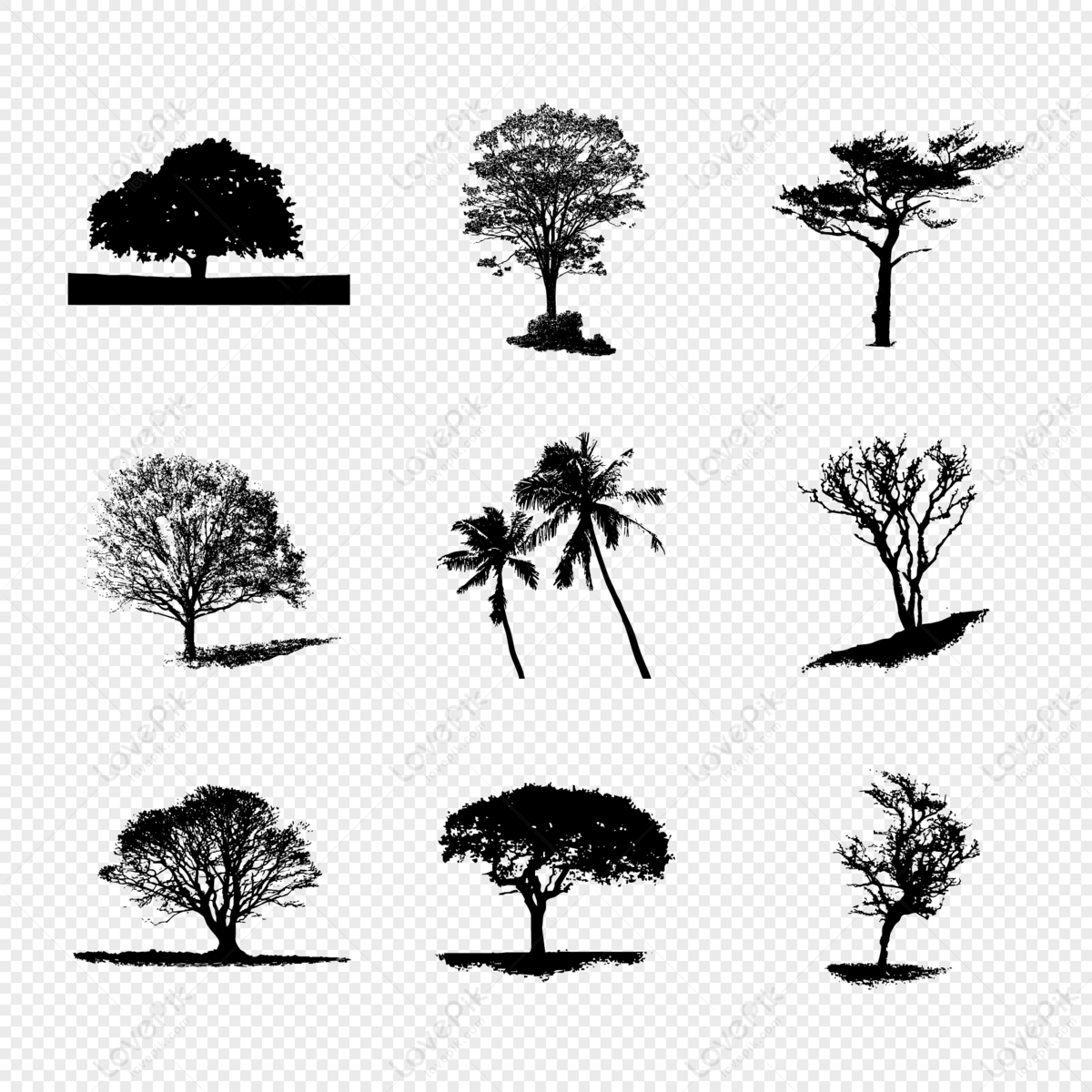 tree silhouette vector, tree, vector silhouette, night tree png hd transparent image
