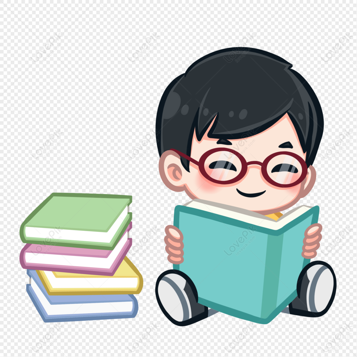 Scrapbooking Papercraft Boy reading a book clipart png graphics for ...