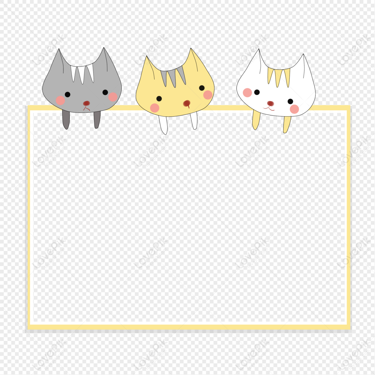 Cartoon animal border, kittens, intense, cartoon animal png hd transparent image