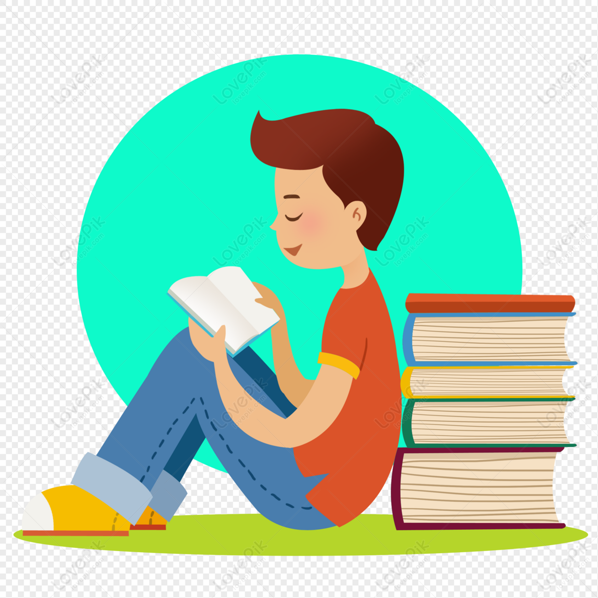 Cartoon Creative Boy Reading Book By Books PNG Free Download And Clipart  Image For Free Download - Lovepik | 401272853