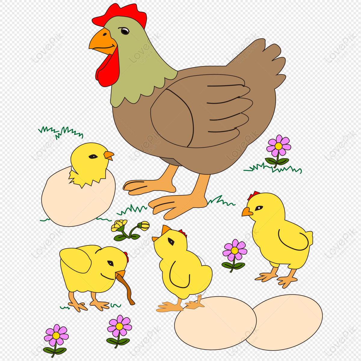 Cartoon Cute Animal Chicken Mom With Chick PNG Image Free Download And  Clipart Image For Free Download - Lovepik | 401227321