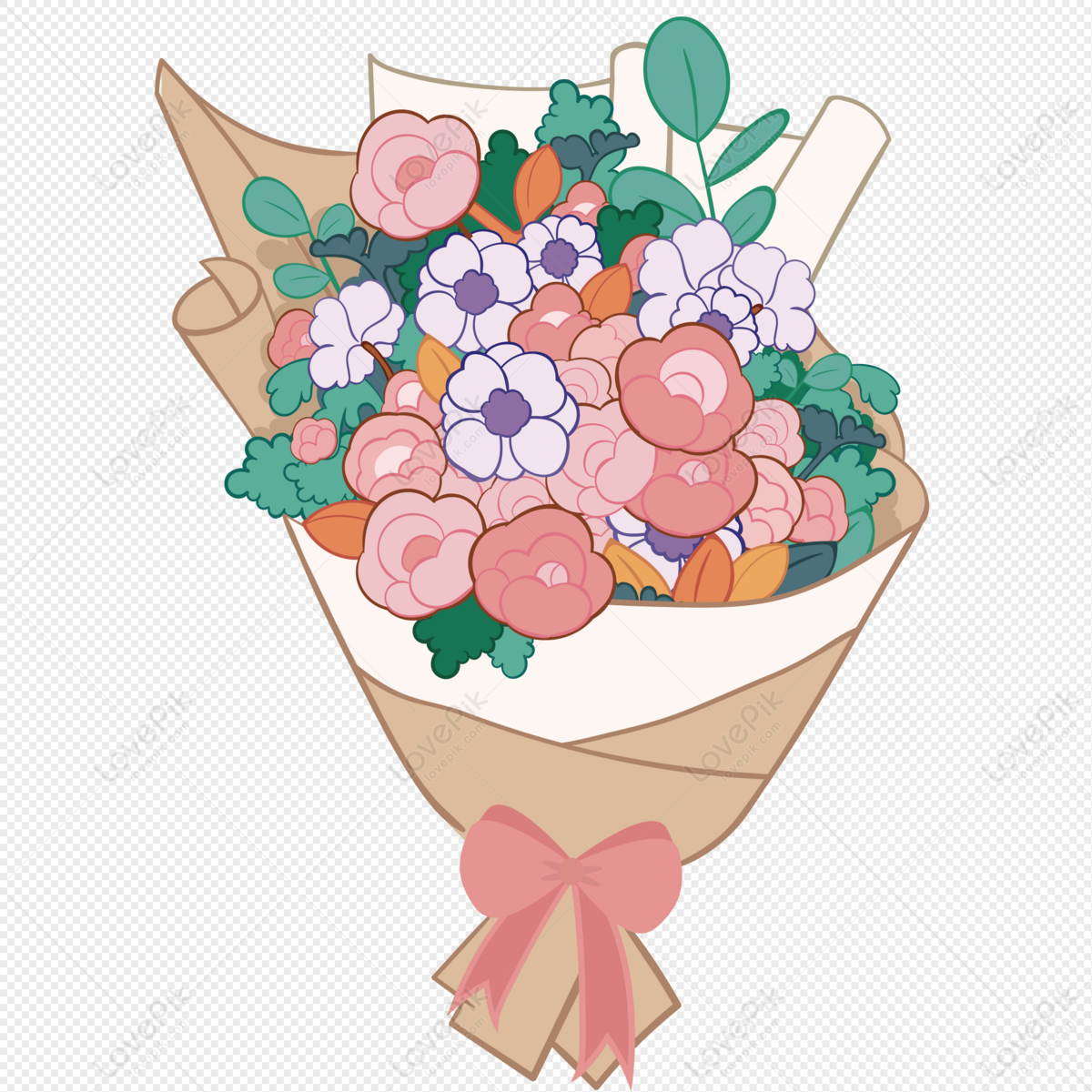 Cartoon Cute Flower Bouquet Holiday Gift PNG Image Free Download And  Clipart Image For Free Download - Lovepik | 401251601