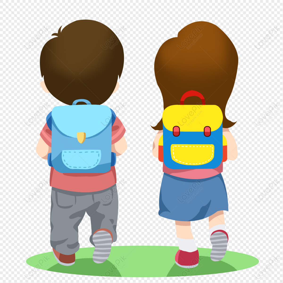 Cartoon Cute Two Students Carrying School Bags PNG Image Free Download And  Clipart Image For Free Download - Lovepik | 401288861