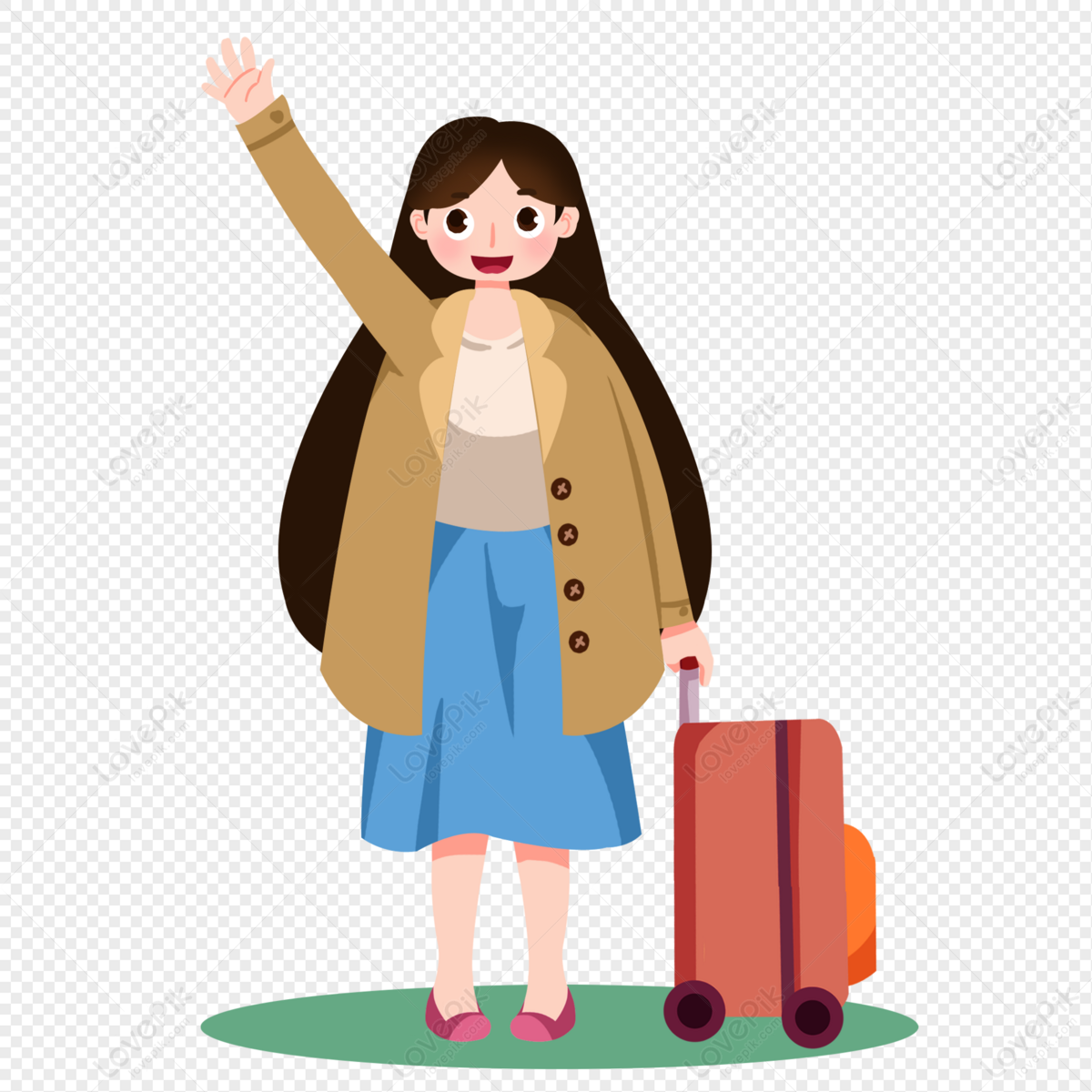 Cartoon Girl Holding Suitcase And Graduation Goodbye PNG Transparent  Background And Clipart Image For Free Download - Lovepik | 401288060