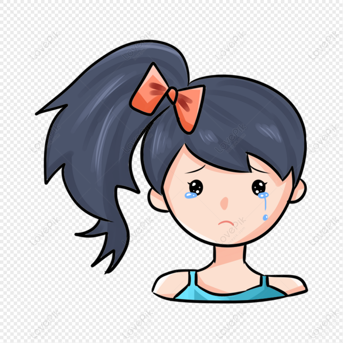 Cartoon Girl Sad Expression Illustration Free PNG And Clipart Image For  Free Download - Lovepik | 401263469