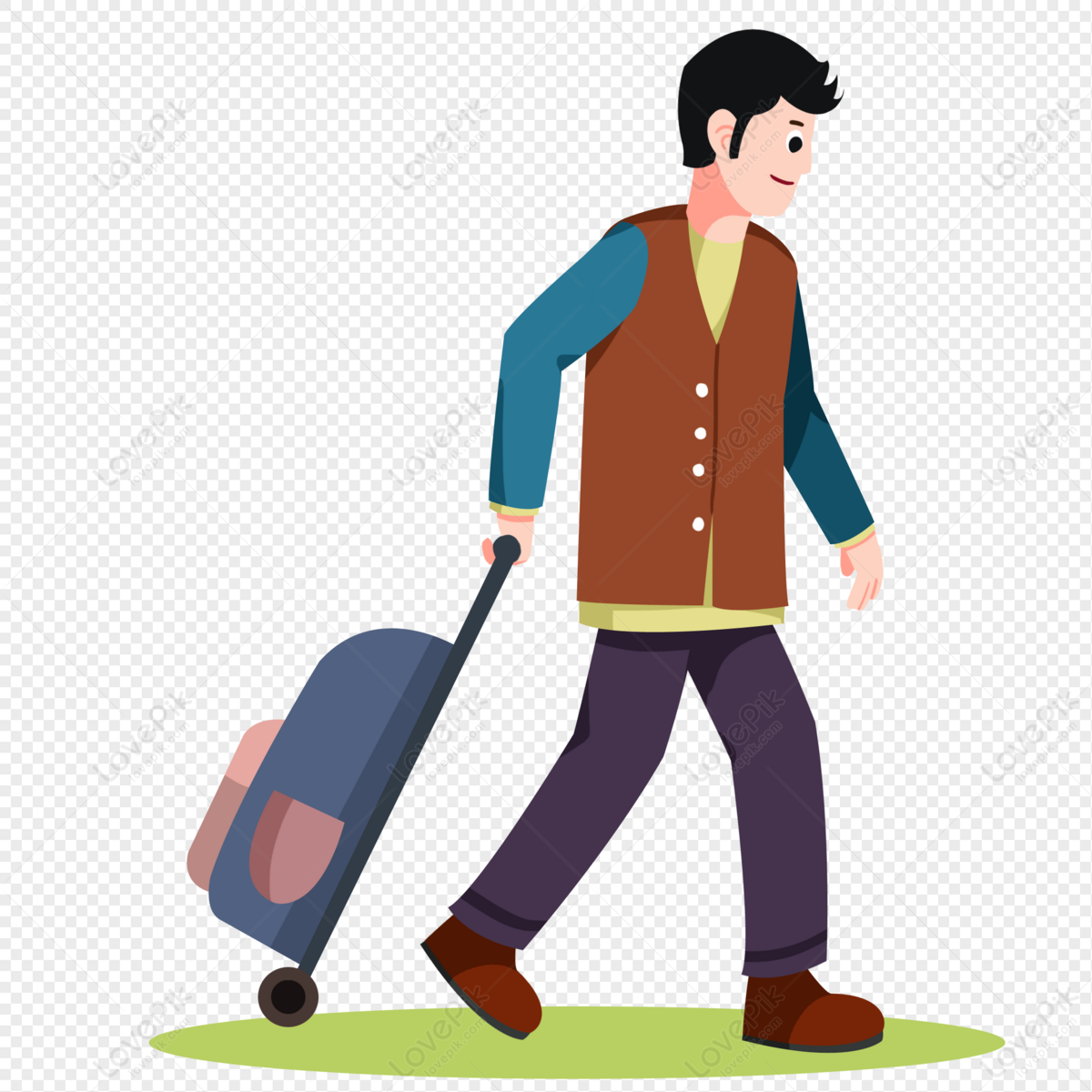 Cartoon Man Pulling Suitcase And Walking In A Hurry PNG Transparent Image  And Clipart Image For Free Download - Lovepik | 401288597