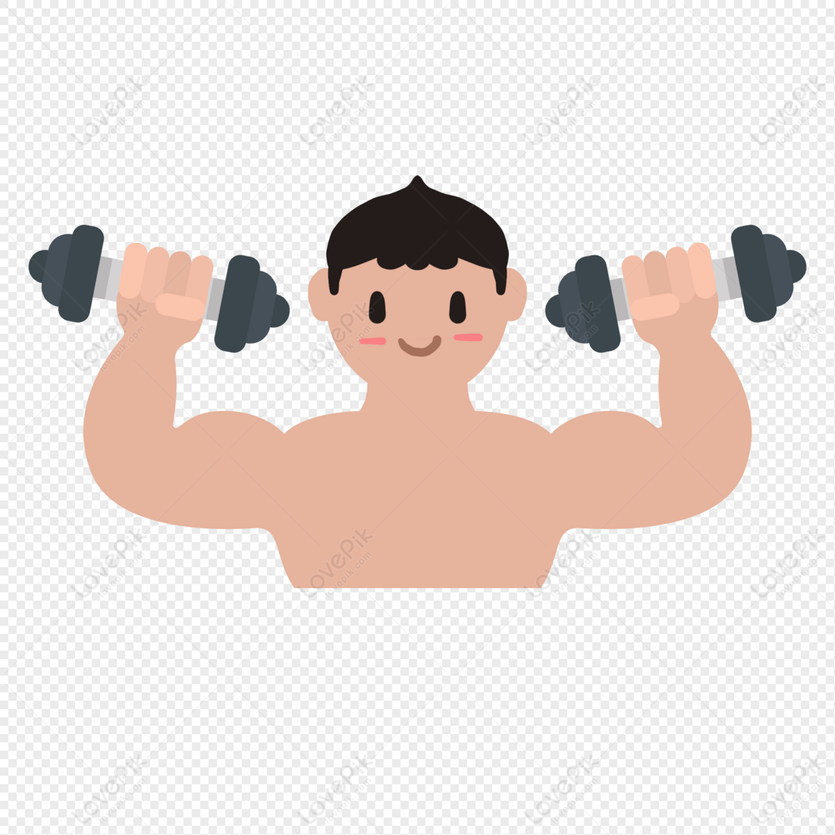 Cartoon Muscular Man Lifting Dumbbells Illustration PNG Transparent And  Clipart Image For Free Download - Lovepik | 401263936