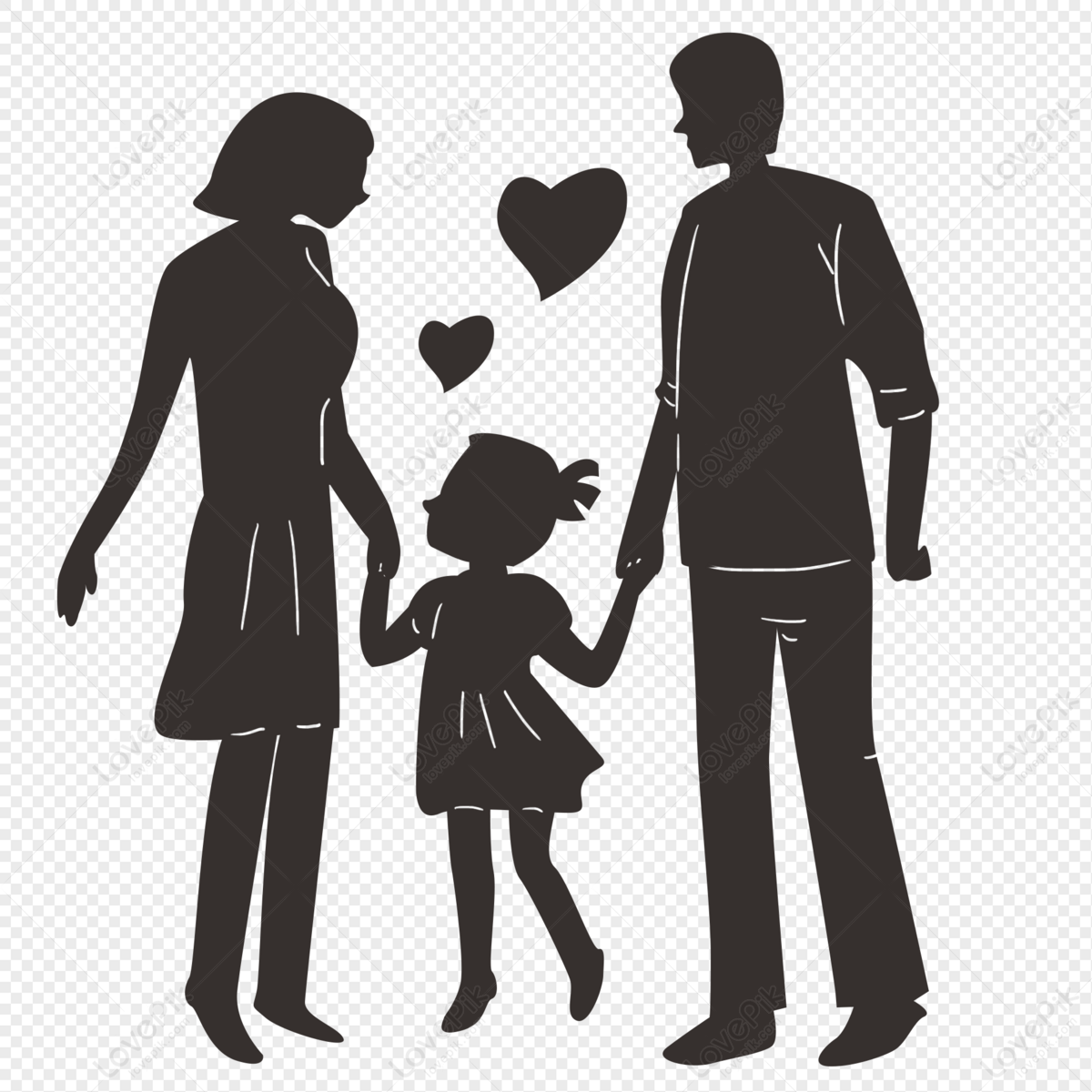 Family of three silhouette family portrait, family, caring, family silhouette png hd transparent image