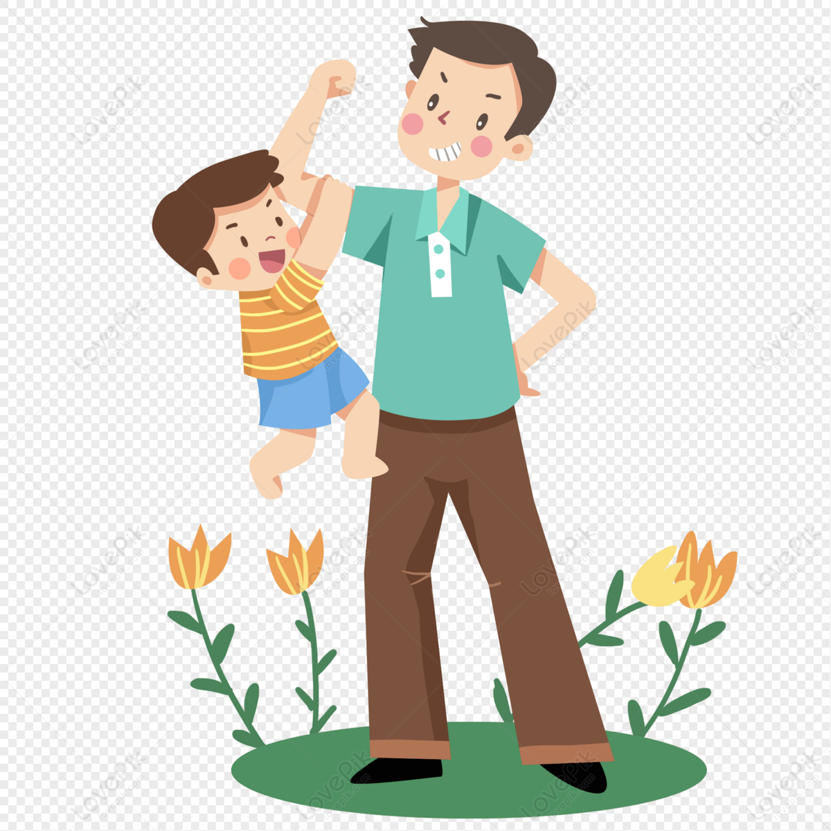 Hand Drawn Cartoon Dad Playing With Children Free PNG And Clipart Image For  Free Download - Lovepik | 401210059
