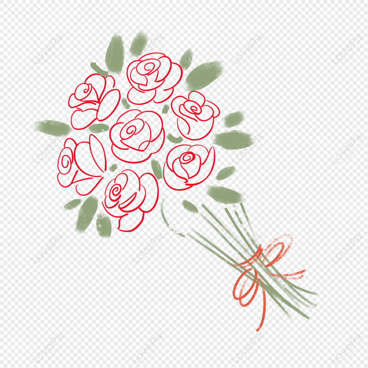 Hand Drawn Minimalist Bouquet Of Roses PNG Image And Clipart Image ...