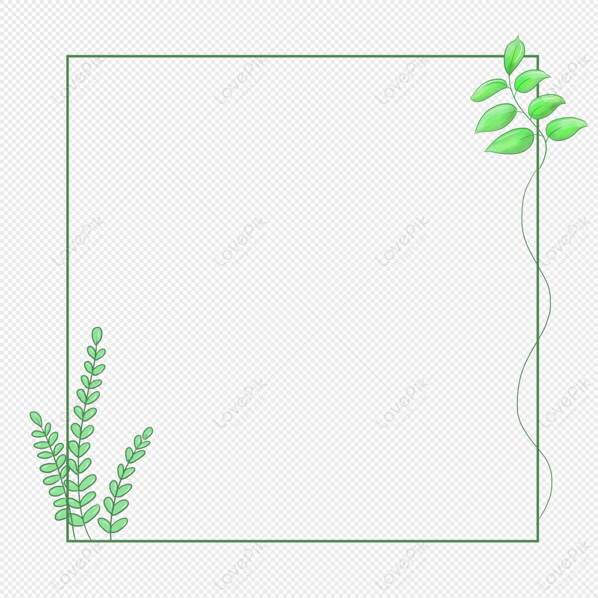 Hand painted small fresh leaves border png free material, Hand-painted border,  cartoon border,  fresh border png free download