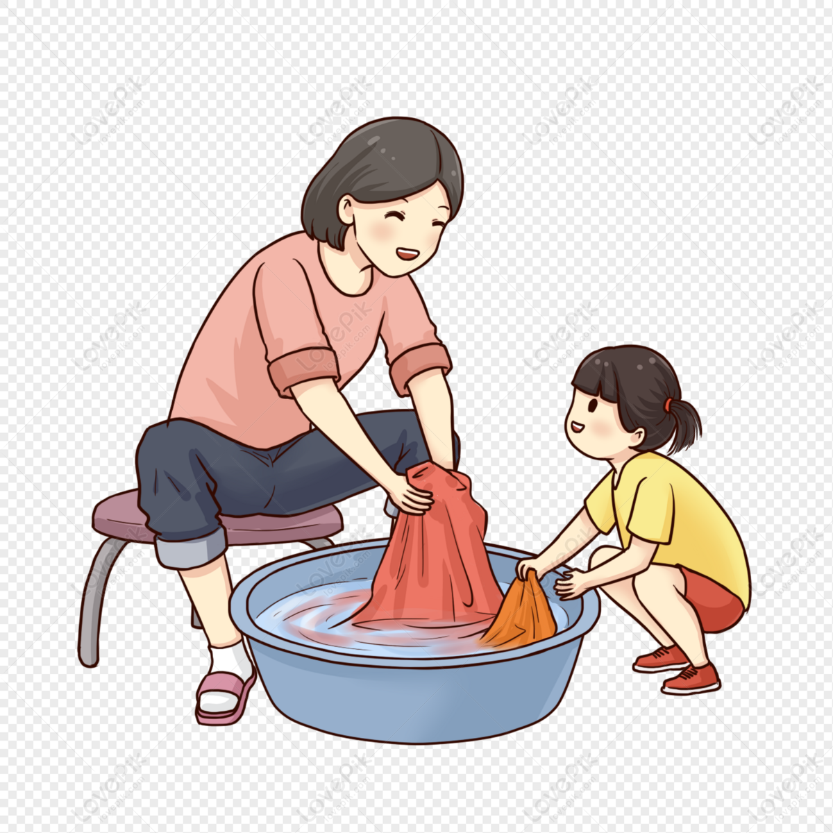 Helping My Mother Wash Clothes PNG Transparent And Clipart Image For Free  Download - Lovepik | 401179646