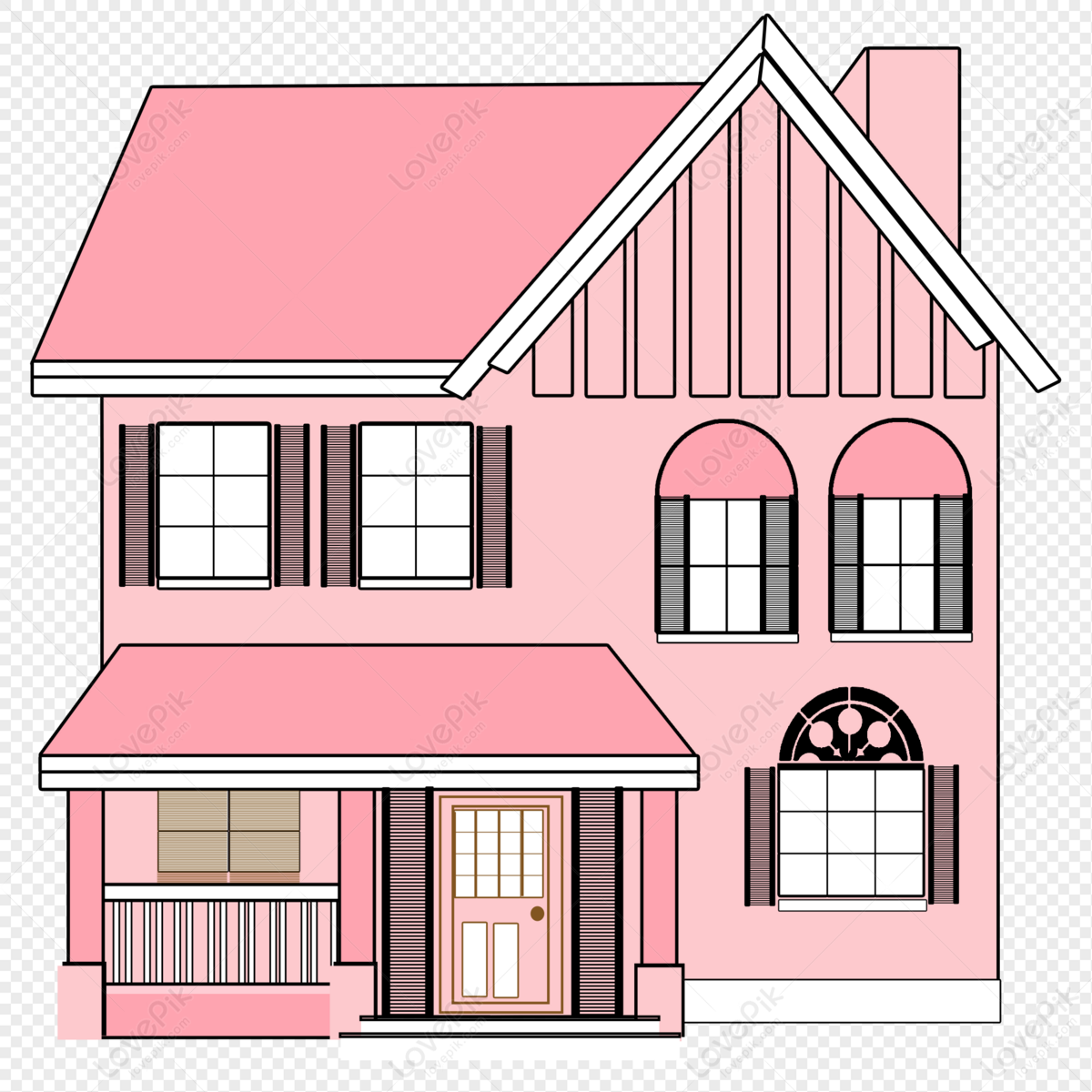 Pink princess house, building, princess, residential png transparent background