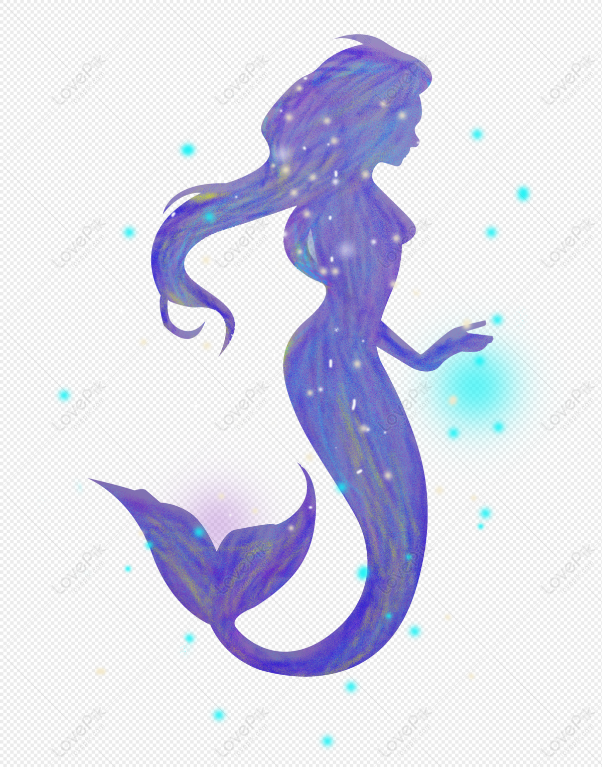 Monochromatic Beautiful Mermaid with. Hand Drawn Illustration. Vector Stock  Vector - Illustration of mythology, symbol: 210978476